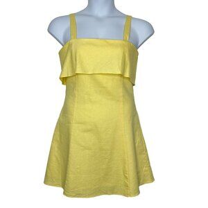 Banana Republic Mini Dress Size 6 Yellow Linen Blend